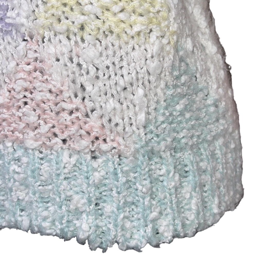 Vintage > Colorblock Pastels Cottagecore Hand Knit Sweater - Picture 8 of 12